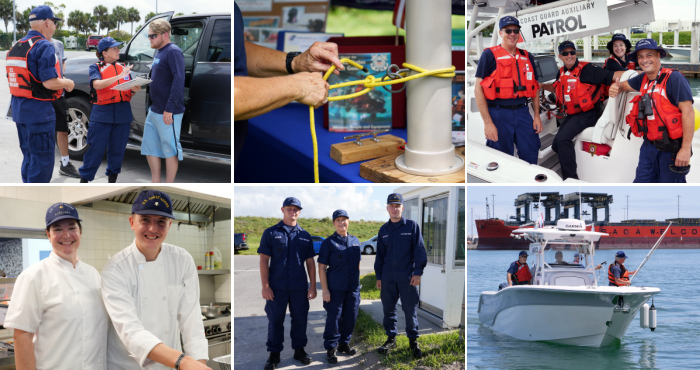 Photo collage of Flotilla 17-6 members at work. Photo collage of Flotilla 17-6 members at work.
